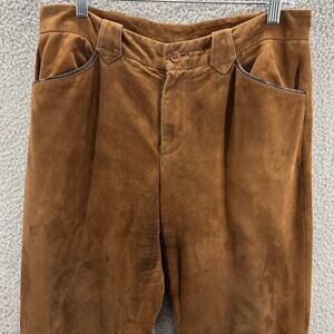 Ralph Lauren Collection Pants Women 8 Brown Lamb Suede Straight Leg Italy Luxury